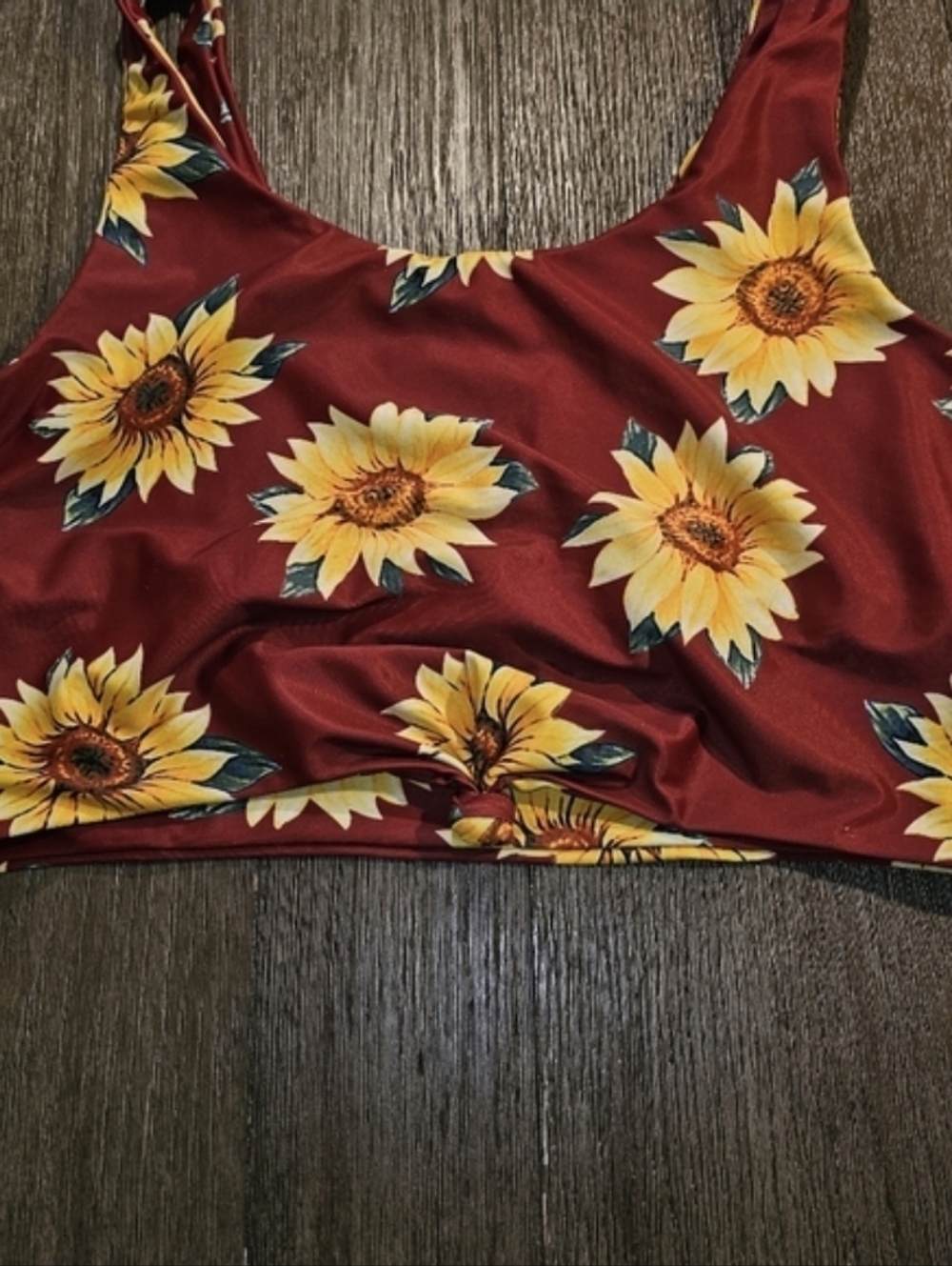 Zaful Sz. 10 Red With Yellow Sunflowers Bikini Top
